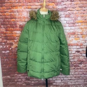 Bold Spirit Green Faux Fur Hooded Down Puffer Coat